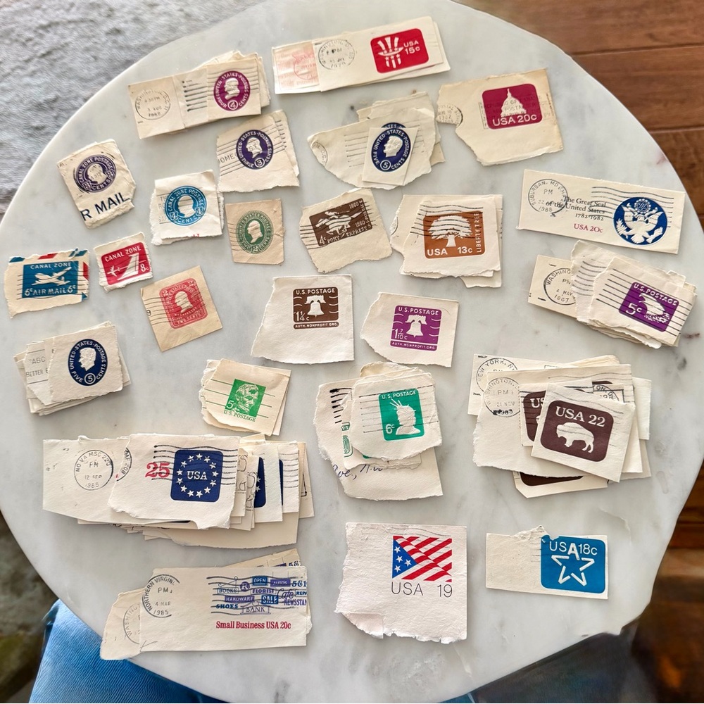 Vintage collection of ~120 embossed stamps for crafting or stamp collectors